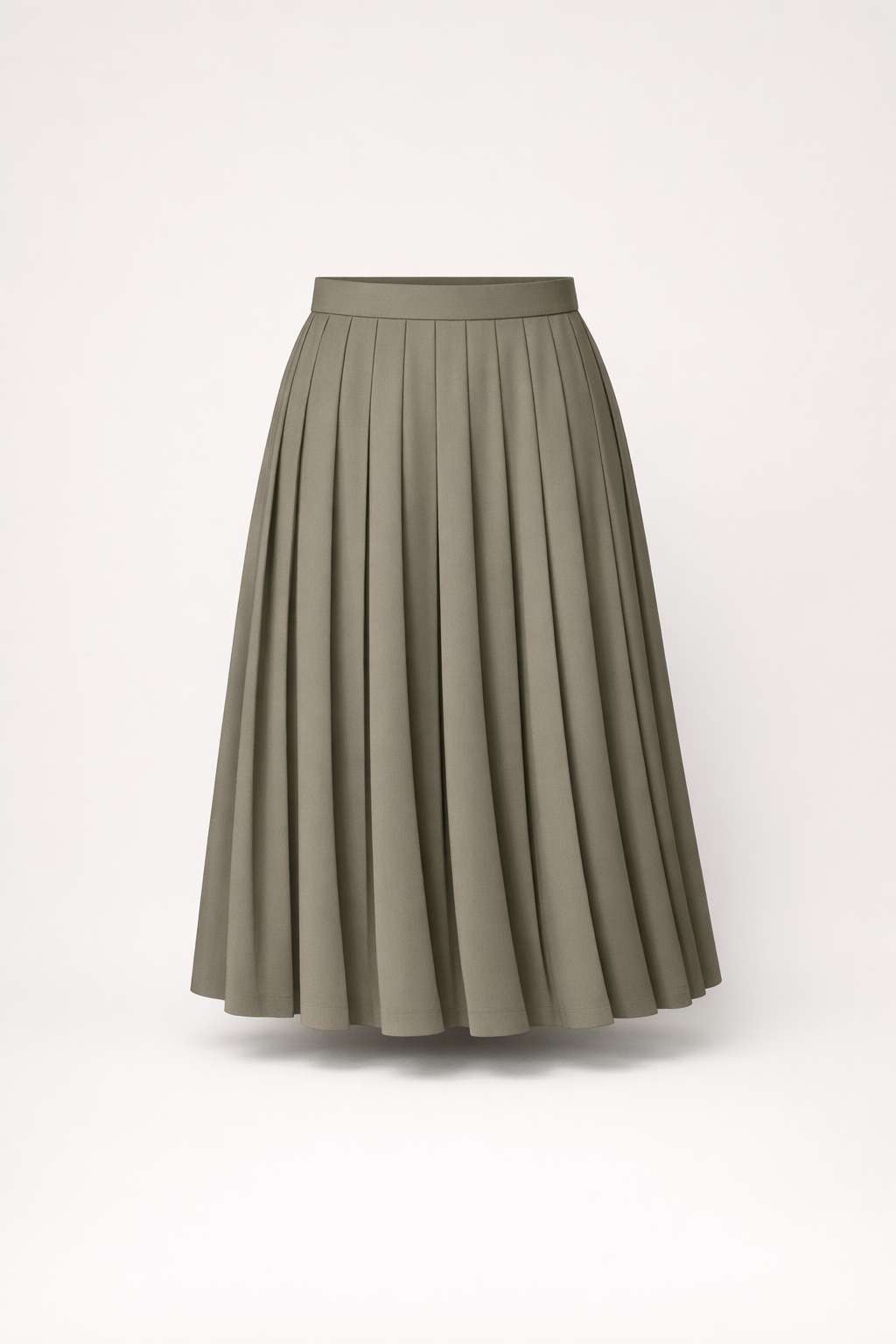 Lina Pleated Skirt packshot in olive taupe