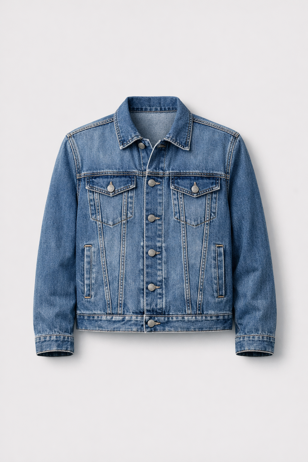 Rowan Denim Jacket packshot in washed indigo